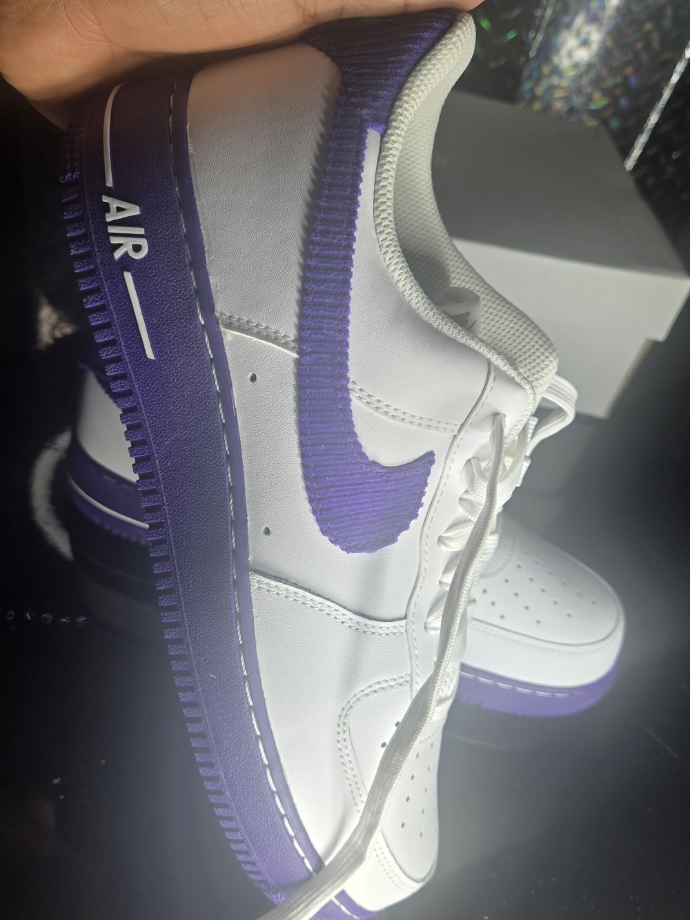 Nike Air Force 1 '07 LV8 EMB White Court Purple DB0264-100 Low Top size 9.5 - Picture 5 of 10